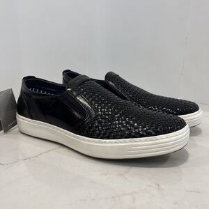 Spring Step Mens Sz 41 8‎ 8.5 DANIELO Slip On Sneaker Loafer Black Weave Leather